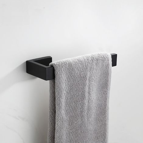 Porte-serviettes carré noir en acier inoxydable 304, style simple et transfrontalier. (1/5)