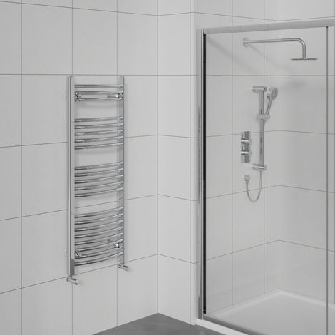 Curved Heated Towel Warmer Bathroom Radiator Chrome 1150x500mm (1/5)