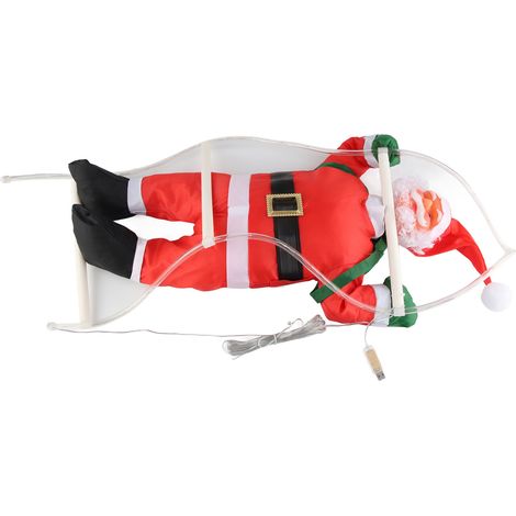 Lot Lumineux LED 60cm avec Télécommande, Père Noël Escaladeur Décoratif pour Sapin de Noël, Ornement de Vitrine (60x30x5cm), Alimentation USB, 8 Modes de Scintillement (1/5)