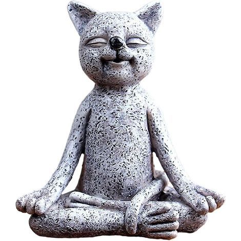 Tierskulptur in Meditation – Hund / Frosch / Katze – Dekoration für einen Feengarten, Zuhause (1/4)