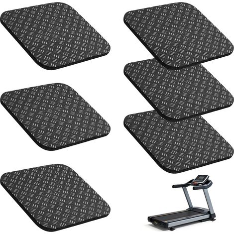 Lot de 6 Tapis de Course Antidérapant Double Face, 10x10x0,5cm Coussinet Anti-Vibration en PU, Tapis en Caoutchouc d'Extérieur pour Vélo d'Appartement, Fitness, Machine à Laver et Mahjong, Noir (1/5)