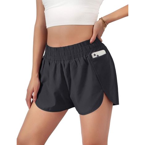 Short de course à séchage rapide pour femme, short de sport à taille élastique et poches, idéal pour l'entraînement. (1/5)