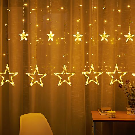 SWANEW Ghirlanda di stelle 138LED luci di cortina di stelle 8 modalità di illuminazione decorazione interna/esterna di Natale luci di ghirlanda impermeabile (1/5)