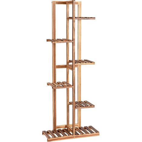 Portapiante 50 x 21 x 124 cm supporta 7 vasi con dispositivo antiribaltamento stile moderno in legno marrone 200020695