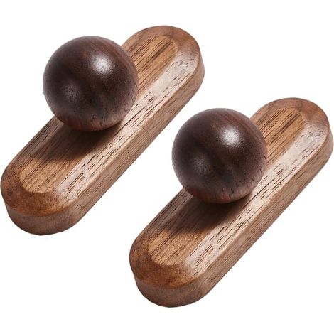 2-teilige kugelförmige Schrankknöpfe aus schwarzem Walnussholz mit Einzellochsockel (25 mm) (1/3)