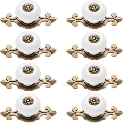 Poignées d'armoire 8 pièces boutons en métal poignées boutons d'armoires boutons en métal poignées ensemble bouton de porte en céramique