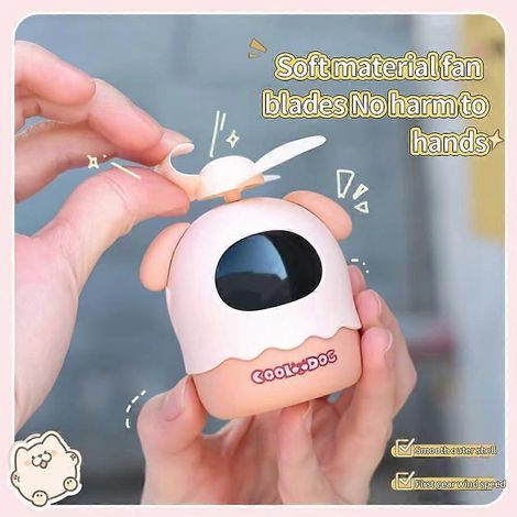 Petit ventilateur rechargeable avec affichage LED, mini ventilateur portable en forme d'animal mignon, cadeau d'été, pour voiture, chambre, petit objet de décoration.-AquaForge (1/4)