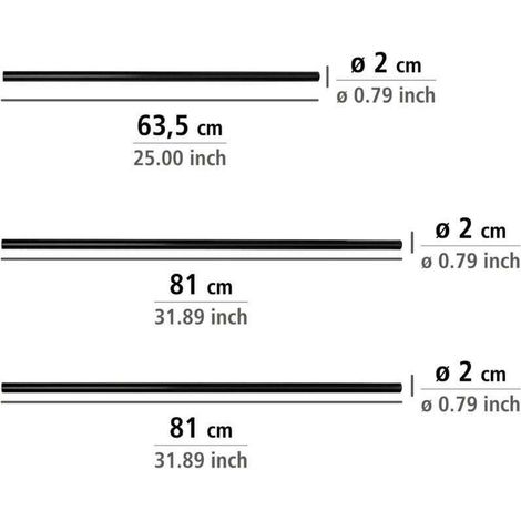 Barre d'angle universelle , Tringle pour rideau de douche en L ou U, Pour douche et baignoire, Aluminium inoxydable, Jusqu'à 90 x 80 x 90 cm, Noir