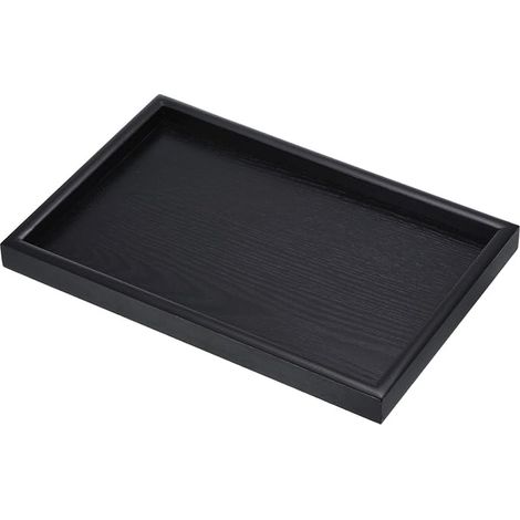 Vassoio da portata in legno, 30x20 cm, con base esterna, piatto decorativo rettangolare, adatto per l'arredamento della casa e per l'uso sulla tavola della cucina. Portacandele, nero. (1/4)