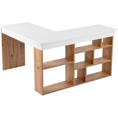 Bureau d'angle avec 8 étagères en bois VESPER (1/5)