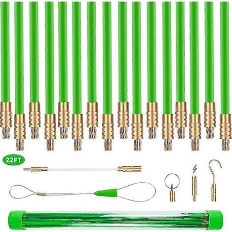 Kit de tirage de câble en fibre de verre de 6,7 m (22 pi), outil de tirage de câble, kit de perche de tirage de câble (compatible) QAQ (1/5)