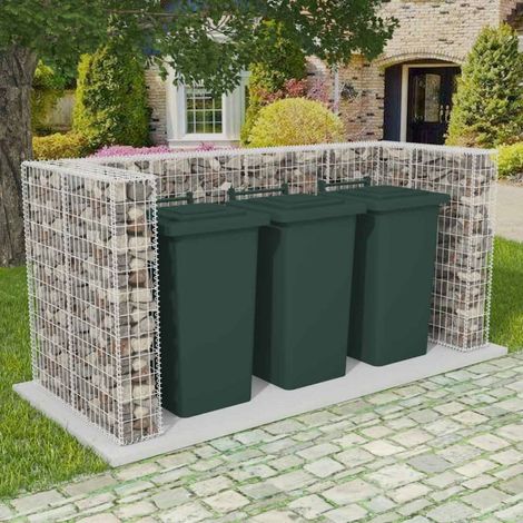 Cadre de gabion de poubelle Panier de gabion Poteau à panier de gabiontriple Acier 250 x 100 x 120 cm KOL5438 (1/5)