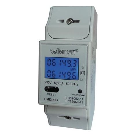 Compteur kwh monophasé pour montage sur rail din - 2 modules