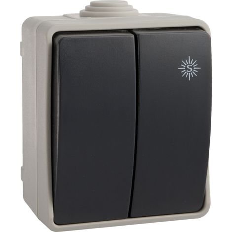 Doble conmutador estanco economico Retractilado Edm Ip44 R64037