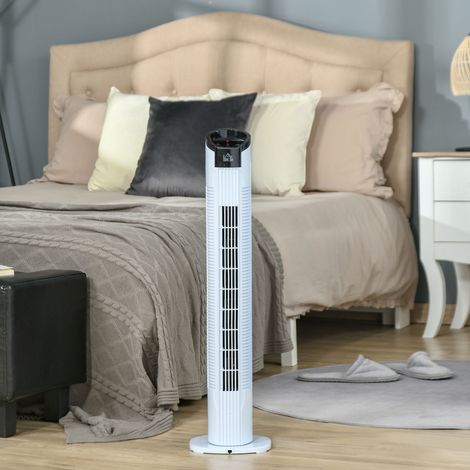 Ventilatore a Torre con Telecomando a 5m, Oscillante 70°, 3 Funzioni e 3 Velocità, Nero