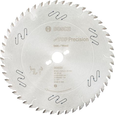Lame de scie circulaire Top Precision, idéale pour le bois, 300 x 30 x 3,2 mm, 48 dents