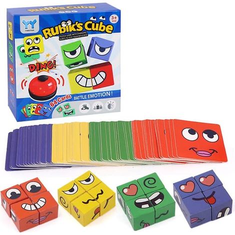 Jeu de construction de puzzles d'expressions, jeu d'association de blocs de construction à visages changeants, jouet d'entraînement à la pensée logique, sans clochette (1/3)