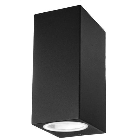 Foco de pared LED doble V-TAC con soporte para 2 focos GU10 cuadrados de aluminio negro IP44 (1/5)