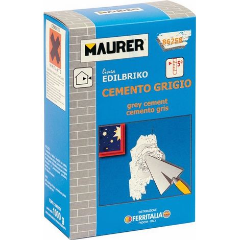 Cemento Grigio 5 Kg Maurer per Riparazioni su Intonaci, Calcestruzzi e Pavimenti