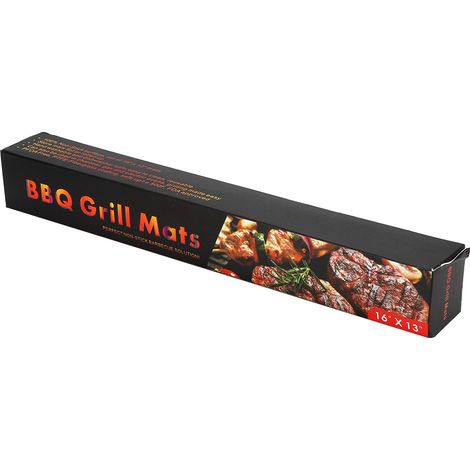 Papier BBQ Réutilisable Ensemble - Tapis de Cuisson Grill (PTFE+Fibre de Verre, Noir) et 10 Piques en Acier Inoxydable - Kit Barbecue 5PCS Pour Extérieur et Maison (1/5)