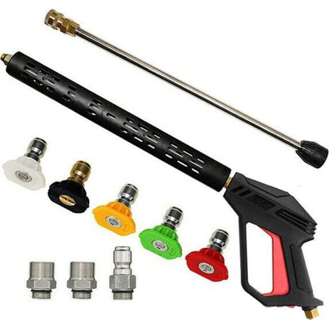 Pistolet haute pression 4000psi M22, lance de nettoyage avec kit d'embouts et buses, accessoire professionnel pour nettoyeur haute pression, ensemble complet pour lavage efficace (1/5)