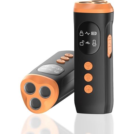Dispositivo antiladridos para perros, Entrenador ultrasónico 3 en 1 con linterna LED, pantalla y batería recargable, Negro (1/5)