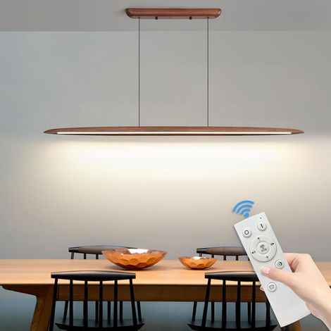 1 Lampe Pendante Linéaire En Bois, Dimmable 10-100%, Température Réglable 3000k-6500k, Pour Salon Et Salle À Manger