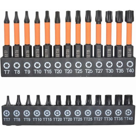 Lot de 26 Embouts de Sécurité Torx Noirs BST-129 pour Visseuse à Choc Acier Allié Magnétiques et Antirouille (1/5)