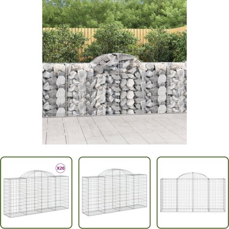 Schalldämmung - Gabionen mit Hochbogen 20 Stk 200x50x100/120cm Verzinktes Eisen (1/5)