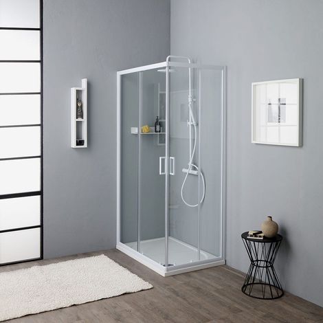 Cabina De Ducha Modelo Venere Con Marco Blanco 70X90 Cm (1/5)