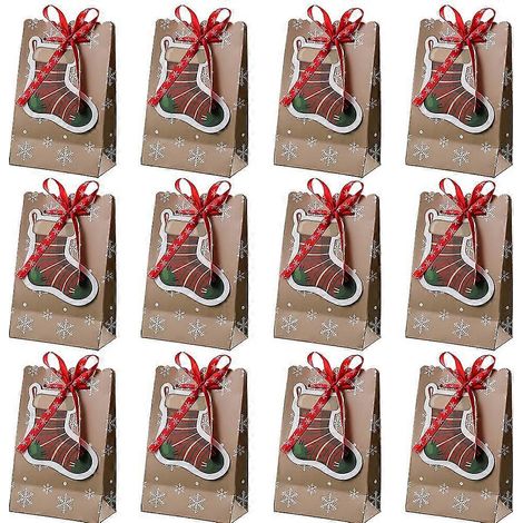 12 Weihnachtspapiertüten, niedliche und modische Weihnachtsgeschenktüten (1/5)