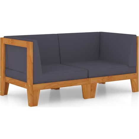 Maison Exclusive - Sofá de 2 plazas con cojines gris oscuro mader (1/5)