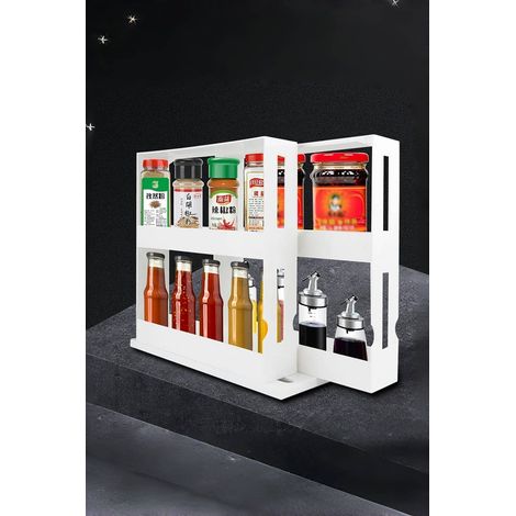 Étagère à épices rotative à 2 niveaux et 2 rangées pour pots à épices, support de rangement de cuisine, étagère, organisateur d'armoire (1/5)