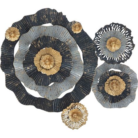 3D-Wanddekoration aus mehrfarbigem Metall mit Blumenmotiv Otos