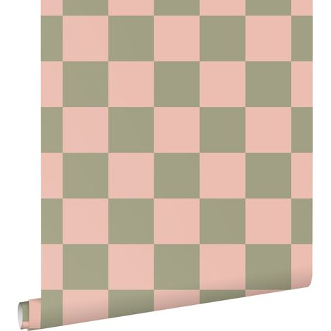 papier peint à damier vert et rose - ESTAhome (1/5)