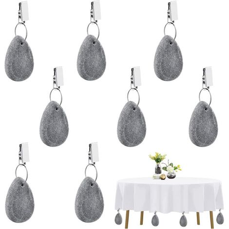 Set di 8 pesi per tovaglie in pietra con clip in marmo, pesi per tovaglie, pesi per tovaglie da esterno, etichette per tovaglie, per (1/4)