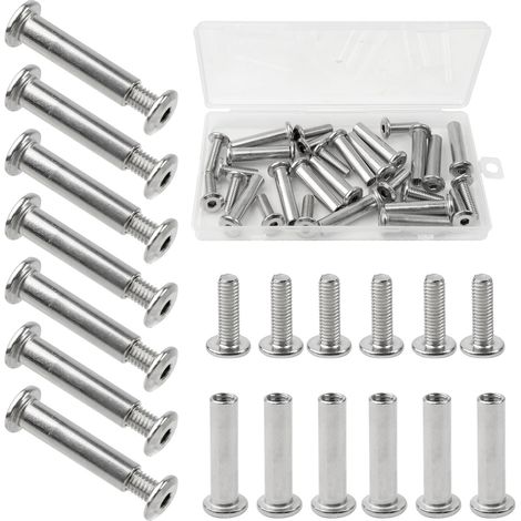 Lot de 30 vis à douille M4 x 32-42 mm - Vis de raccordement pour meubles, armoires, planches en bois (1/5)