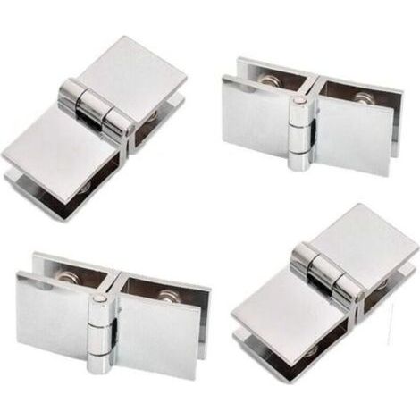 4 pièces de charnières de porte en verre à 180 degrés, charnières de porte en verre, charnières de porte en verre en alliage de zinc, faciles à installer, adaptées aux vitrines, caves à vin (1/4)