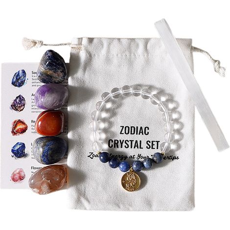 Ensemble de 12 pierres naturelles polies signes du zodiaque cristal minéral brut décoration spirituelle cadeau (1/5)