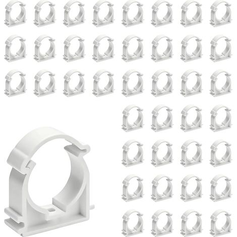 CCYKXA  40 Pièces Collier de Serrage 16 mm en Plastique,Clip pour Tuyau Ø16,Collier de Serrage en U en PVC,pour Fixation de Tuyaux Vides,Conduites D'eau(Blanc,Montage Mural Possible)