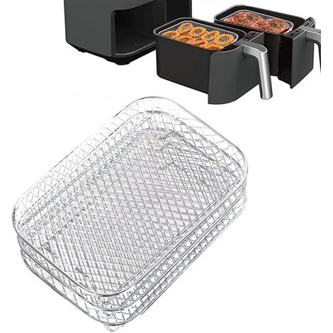 Compatible avec la friteuse à air Ninja Airfryer DZ201 : grille à pain/égouttage à 3 niveaux, en acier inoxydable 304, accessoire double pour friteuse à air. (1/5)