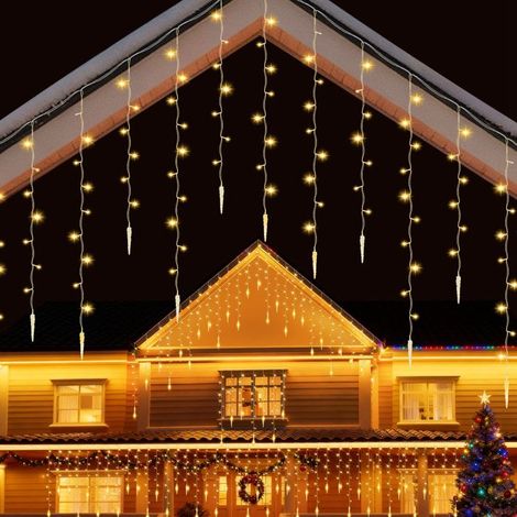 Yaskilosiu Guirlande lumineuse Rideau, 10M 720 LED Glaçons en stalactites Décoration de Noël - Blanc chaud (1/4)