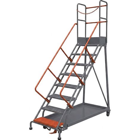 Escabeau roulant 8 marches - Hauteur max. de travail 4.05m - RLC358-NM