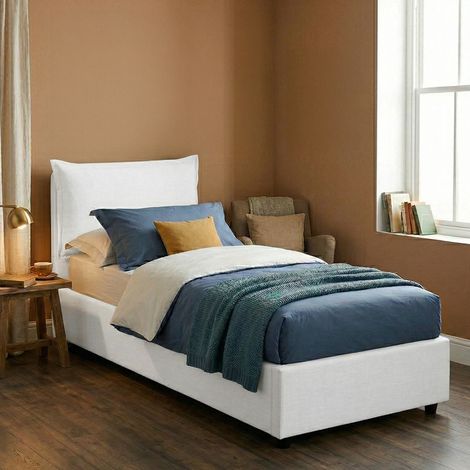 Dmora - Einzelbett Dmuriq, Containerbett mit Kunstlederbezug, 100% Made in Italy, Frontöffnung, inklusive Matratze 80x190 cm, Weiß (1/5)