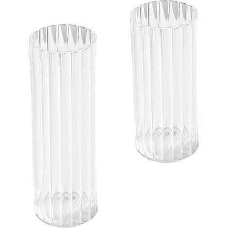 Vase Décoratif en Verre Transparent Rayé, Lot de 2, Diamètre 9 CM, pour Fleurs Séchées et Décoration Intérieure du Salon (1/5)