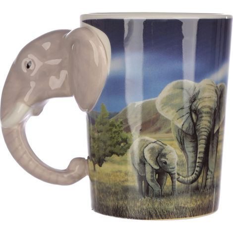 Puckator SMUG21 - Tazza con manico a forma di elefante, 8,5 x 11,5 x 10,5 cm, Multicolore (1/5)