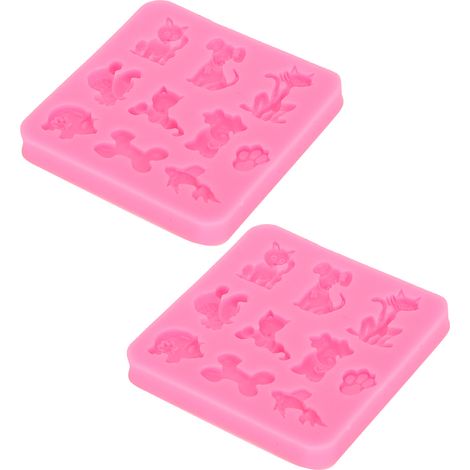 2 Silikonformen für DIY-Bastelarbeiten, handgefertigte Werkzeuge, Cartoon-Tierformen, hitzebeständig (rosa) (1/5)