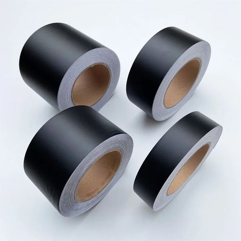 (Noir mat, 3 x 300 cm) Film adhésif vinyle noir mat pour garnitures de vitres, suppression des chromes, rouleau de vinyle, convient pour les montants de porte, le capot et le toit de voiture. (1/4)