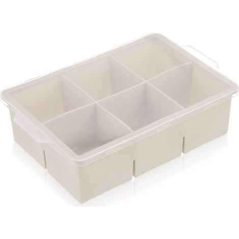 Vassoio per cubetti di ghiaccio con coperchio in silicone, beige XXL 18,5x12x5 cm