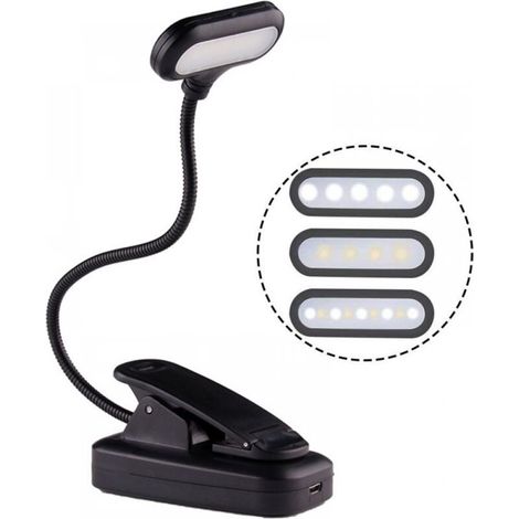 Lampe de lecture pour lire au lit la nuit, clip sur la lumière de livre ambre, veilleuse de lecture LED chaude, rechargeable par USB (1/5)